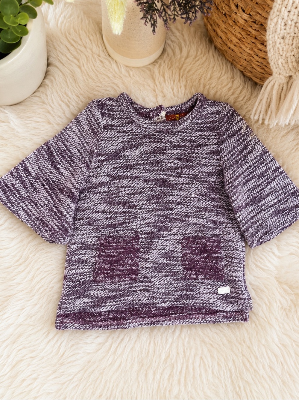 7 For All Mankind Purple Marled Knit Short Sleeve Top 4T Toddler Girl